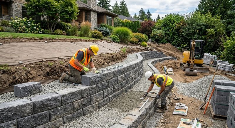 Block Retaining Wall Installation in Deland, FL